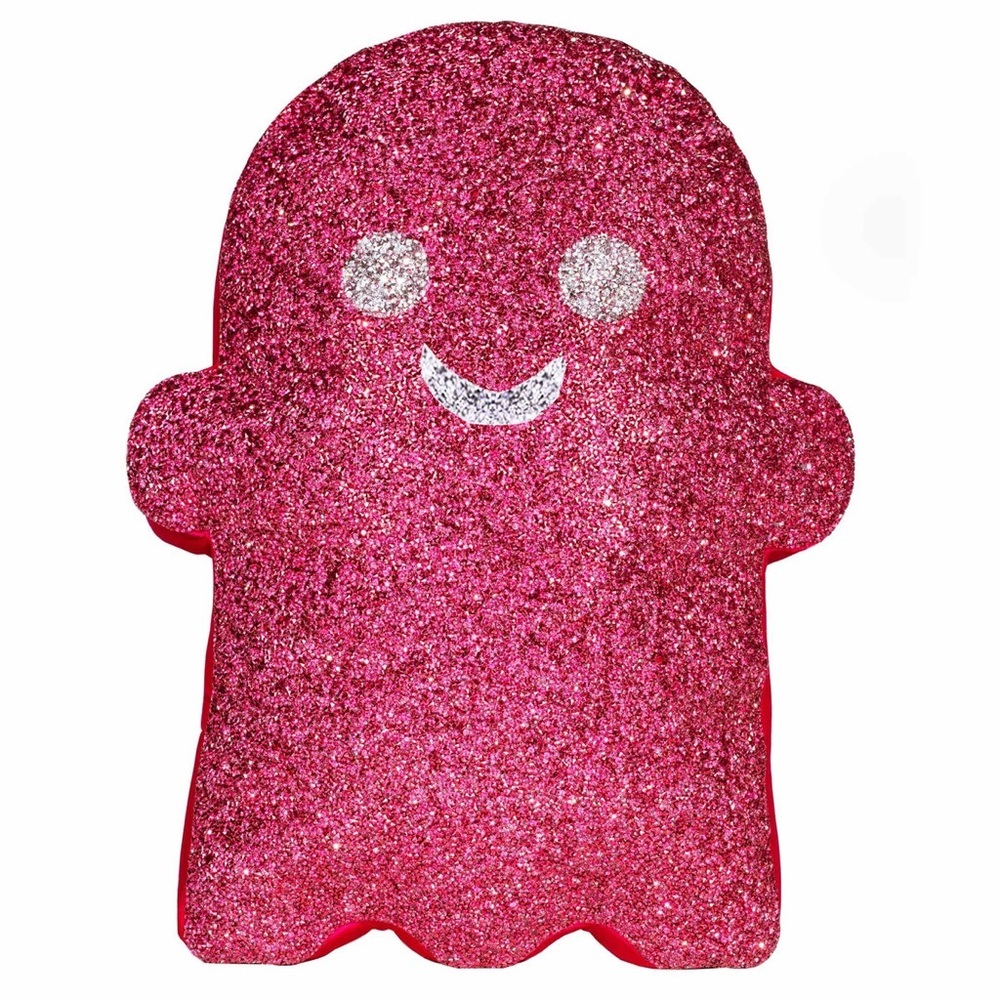 NWT Sparkles Luminous Ghost Shaped Halloween Rhinestone Throw Pillow Bling